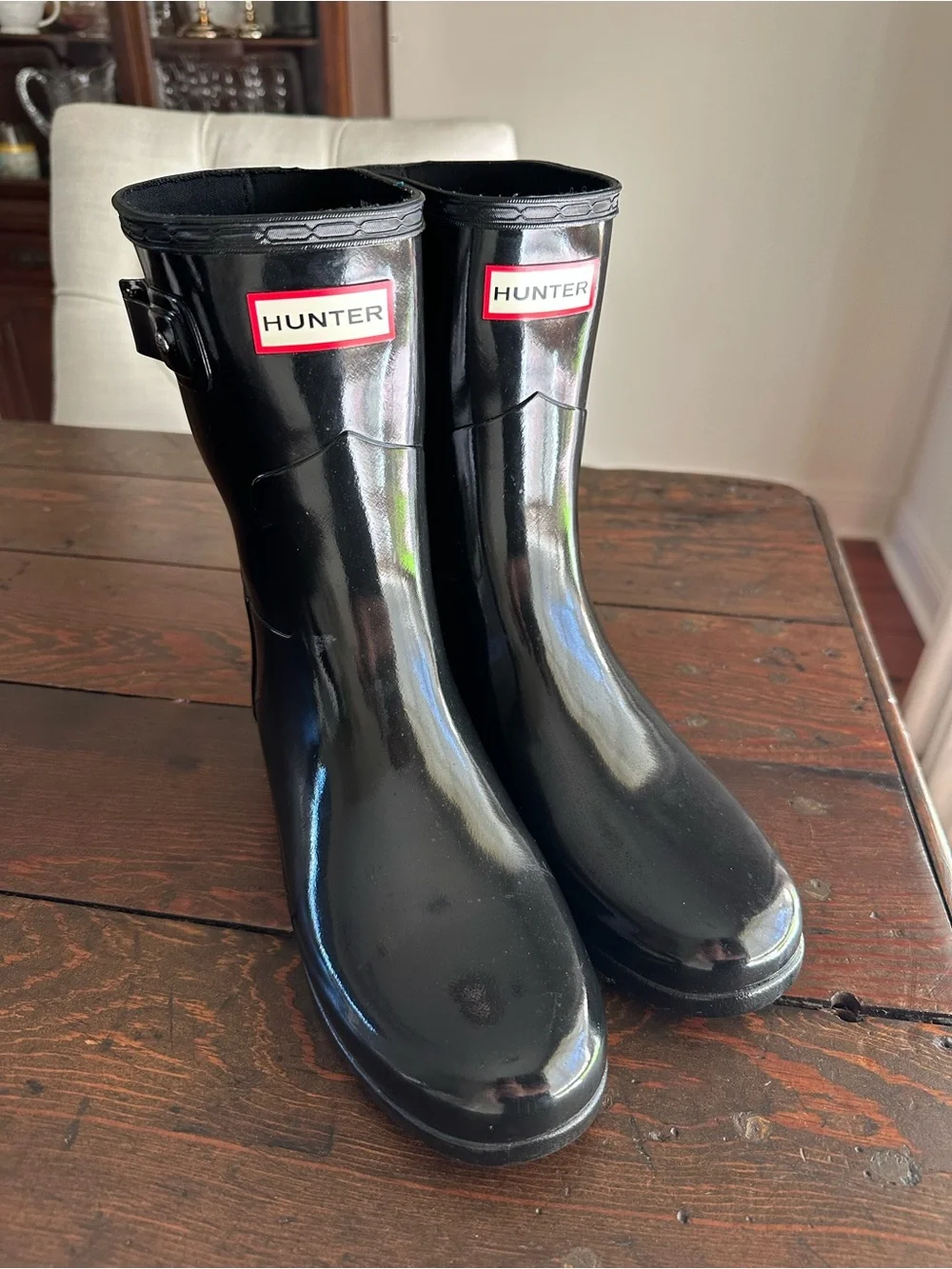 Hunter Glossy Black Short Rain Boots